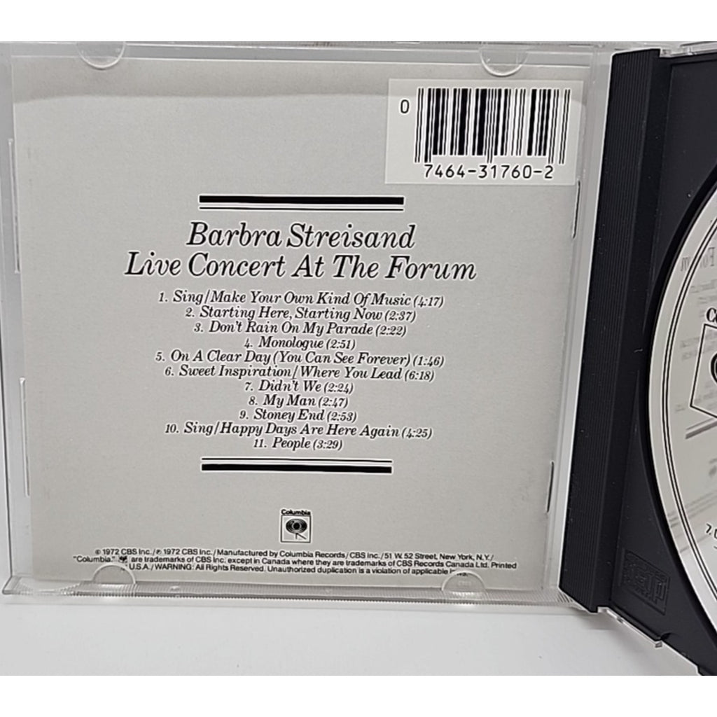 Live Concert at the Forum by Barbra Streisand (CD, 1989)