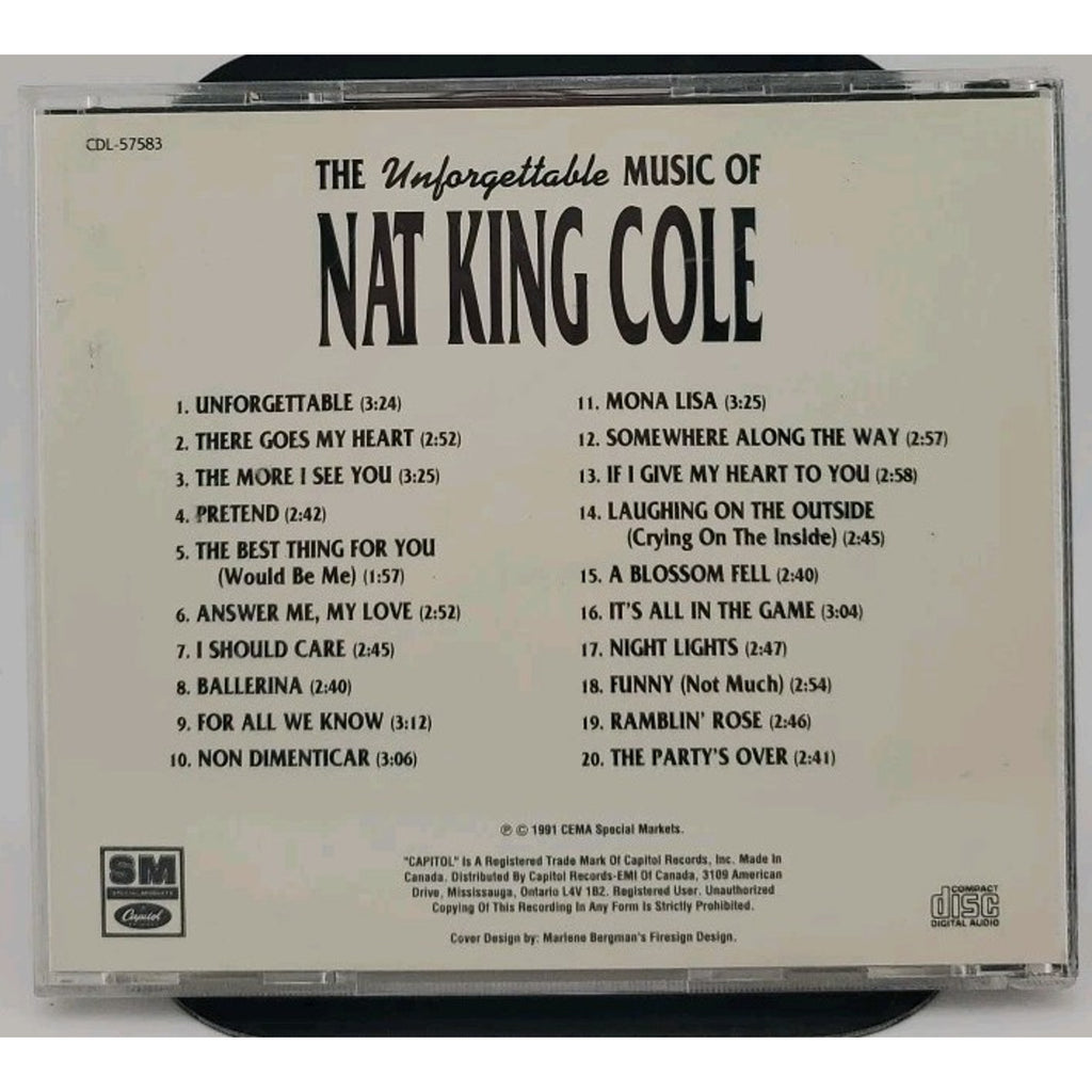 The Unforgettable Music Of Nat King Cole Canadian Import (CD, 1991)