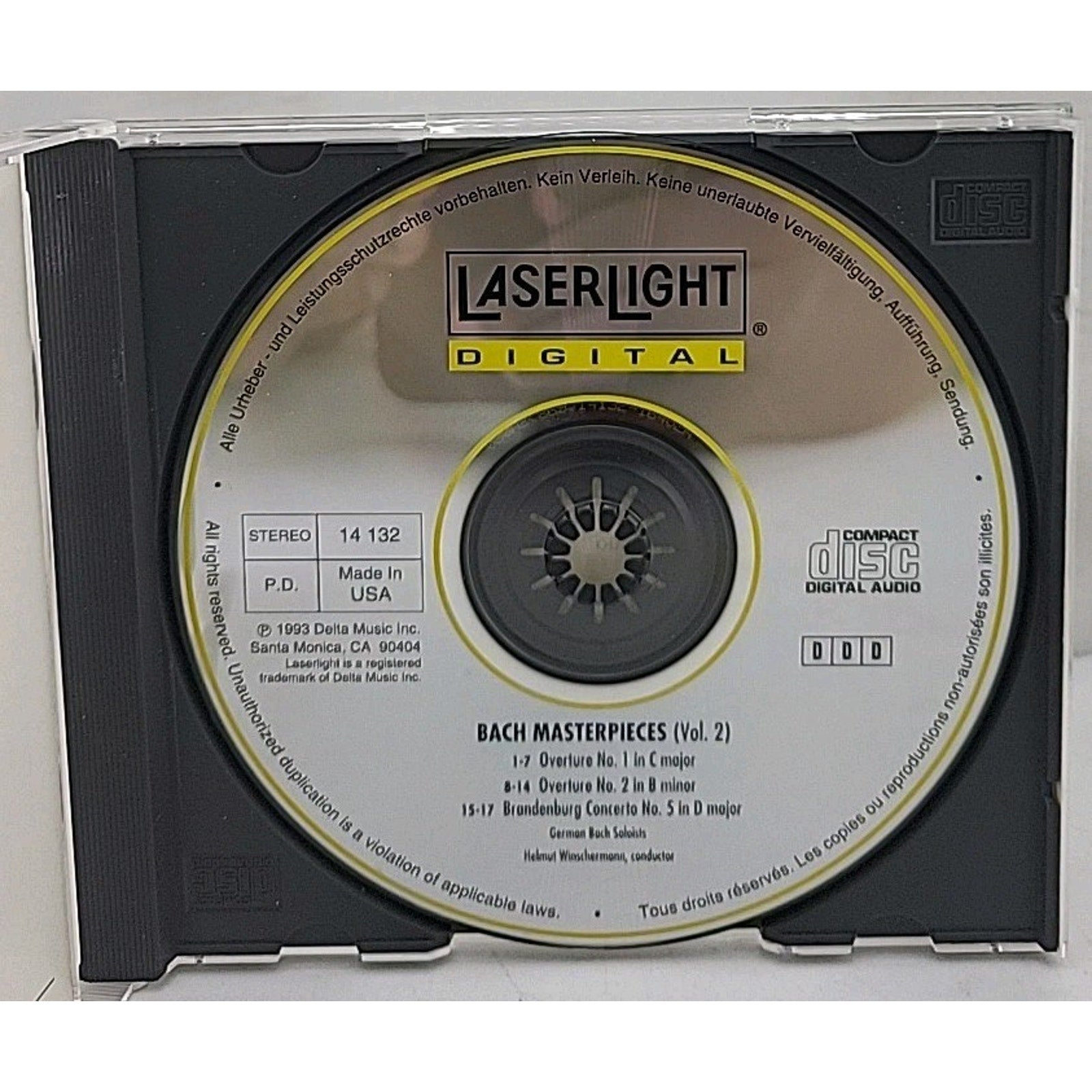 Overture 1/2/Brandenburg Con 5 by J.S. Bach (CD, 1993)