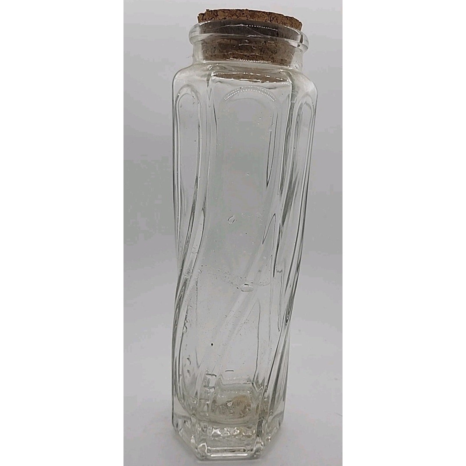 9" Swirl Design Glass Container With Cork