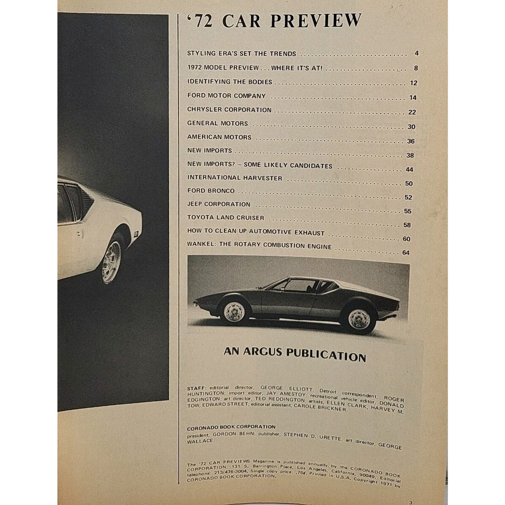 1972 Car Previews Magazine