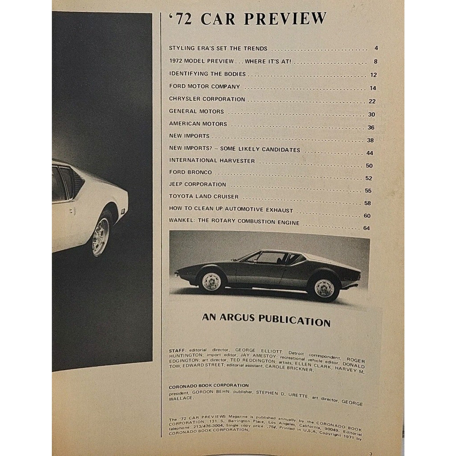 1972 Car Previews Magazine