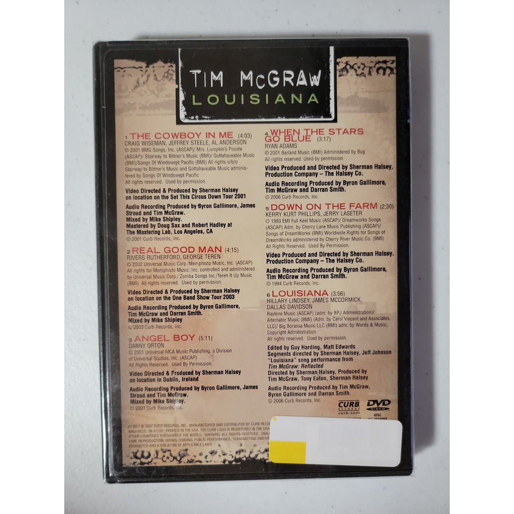 Tim Mcgraw Louisiana (DVD) *Brand New*