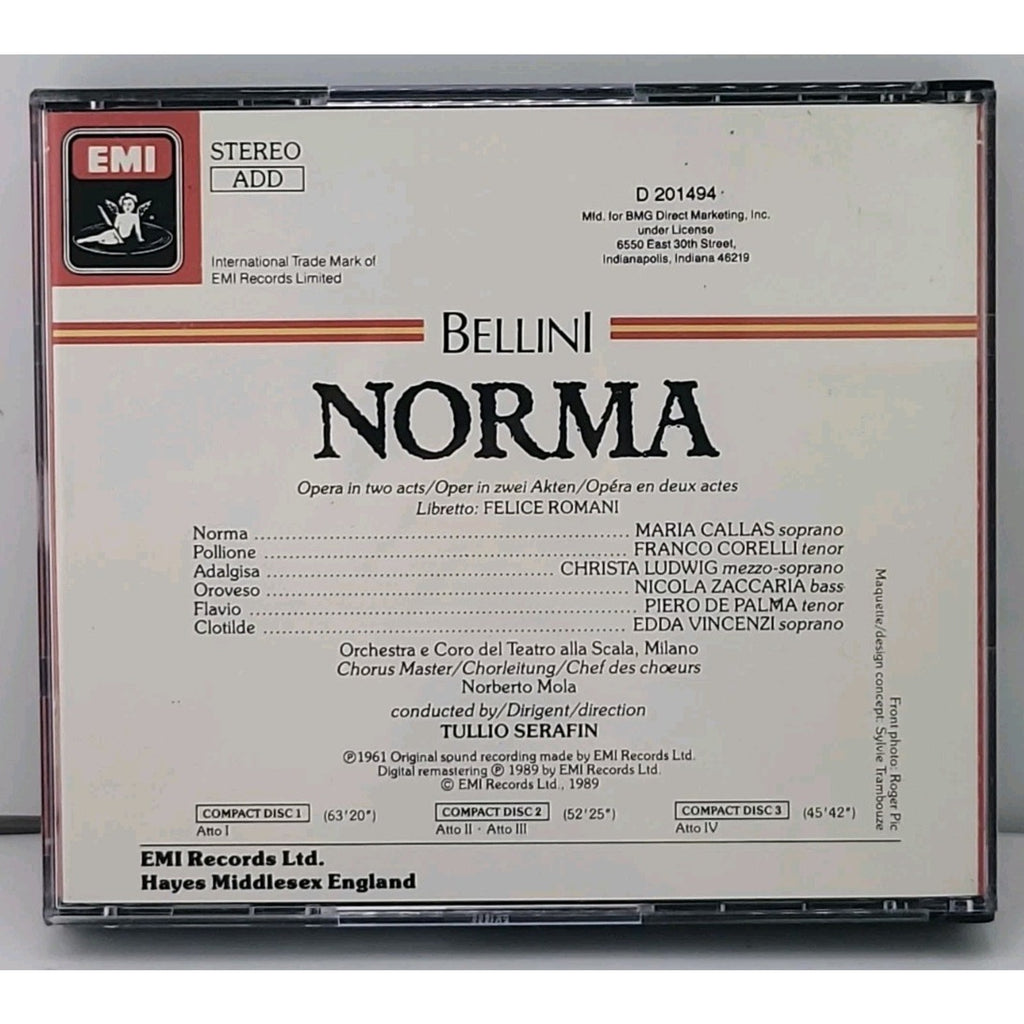 Bellini: Norma - Maria Callas - Set of 3 Audio CDs & 70 Page Booklet