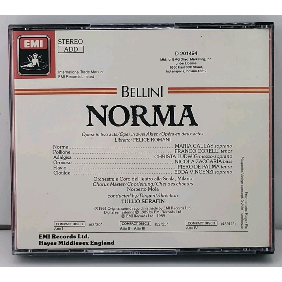 Bellini: Norma - Maria Callas - Set of 3 Audio CDs & 70 Page Booklet