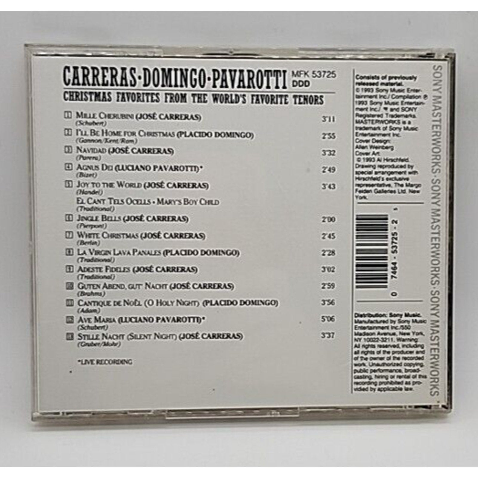 Christmas Favorites from the W by Carreras / Domingo / Pavarotti (CD, 1993)