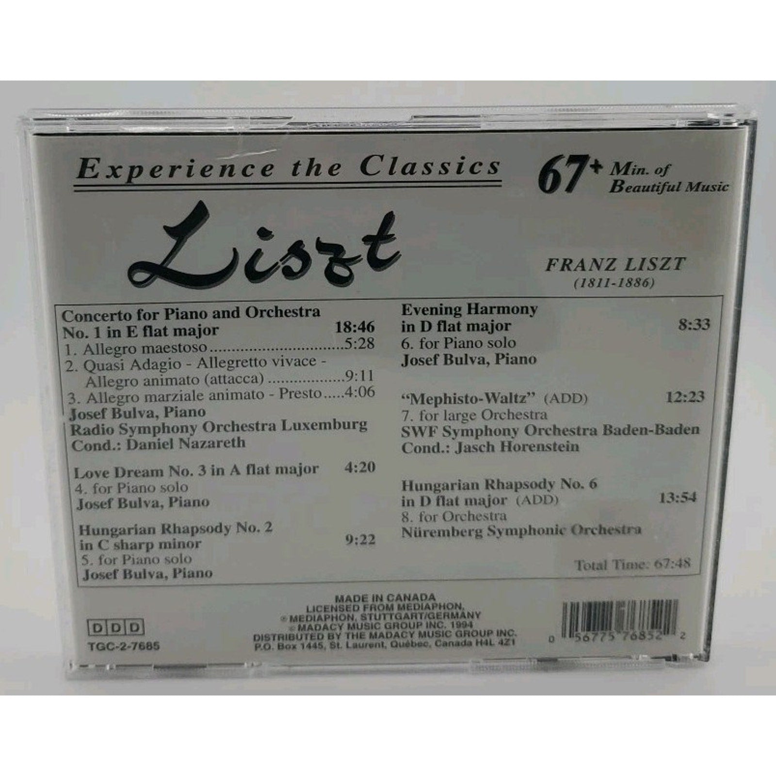 Liszt: Concerto No. 1 / Love dream No. 3 / Hungerian Rhapsody, No. 6 (CD)
