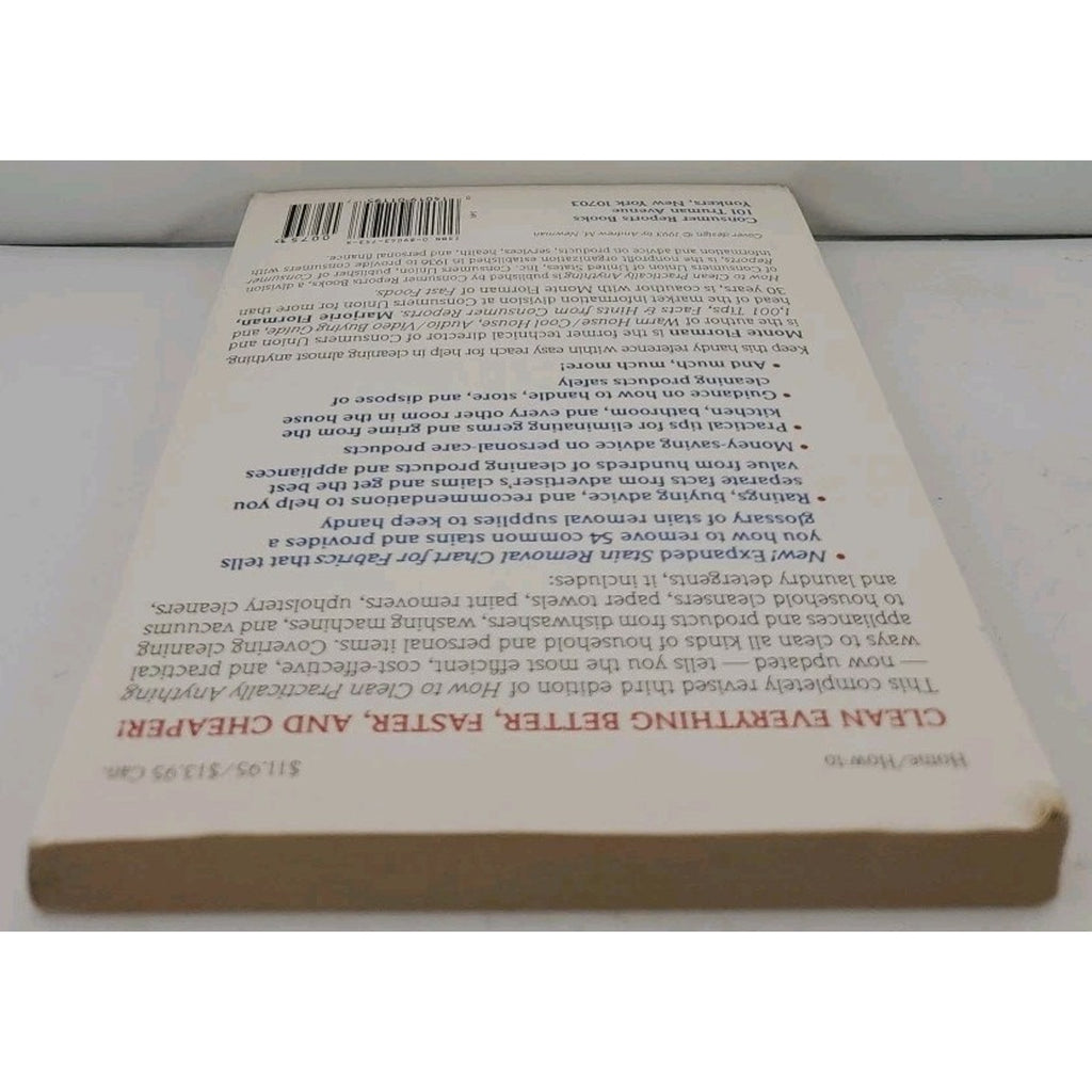 How to Clean Practically Anything by Consumer Reports Books 1992 Paperback