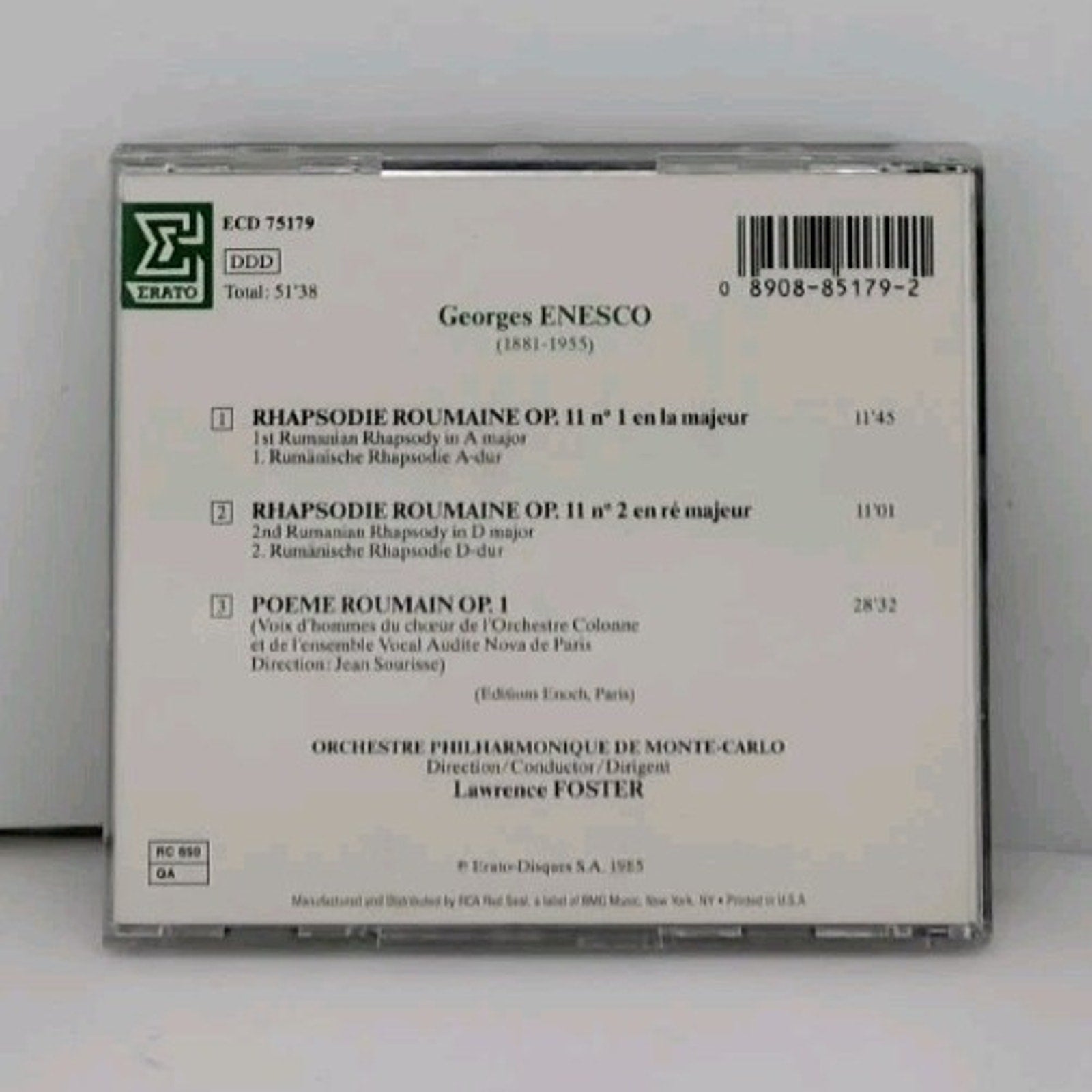 Enesco: Roumanian Poem, Rouman by Foster, Lawrence; Monte Carlo Philharmonic (CD