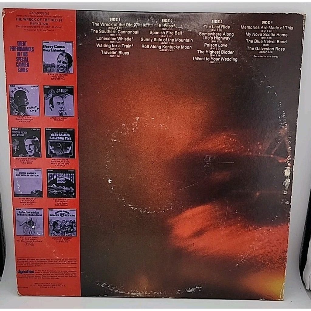 Hank Snow The Wreck of the Old 97 CXS 9009 Record Album Vinyl LP
