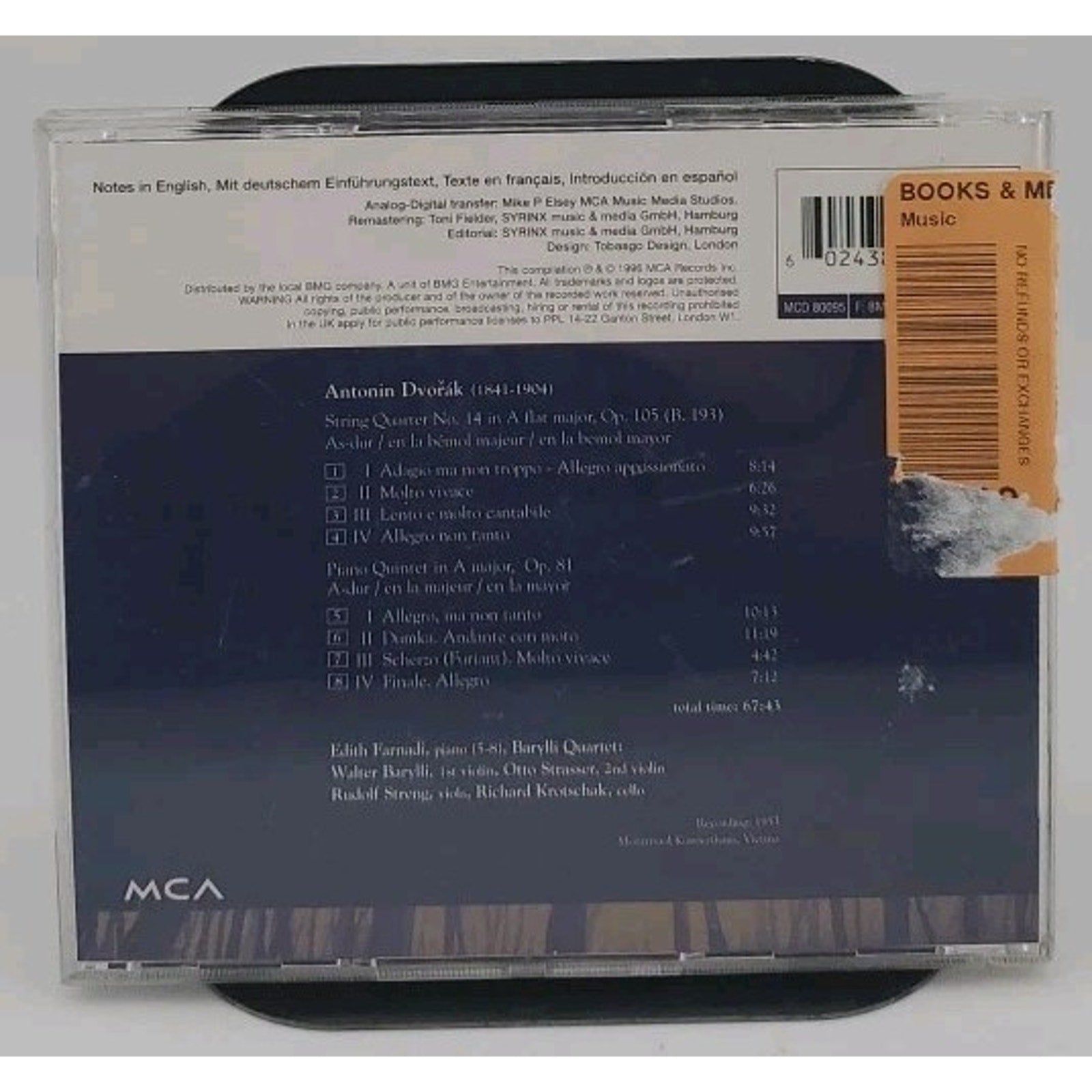 Antonin Dvorak Barylli Quartet CD