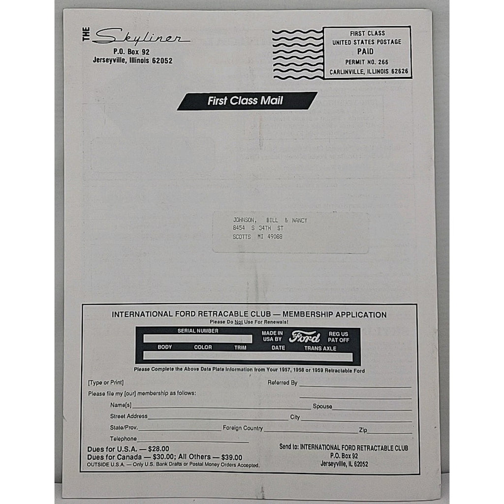 The Skyliner - International Retractable Club - October 1993 Number 148