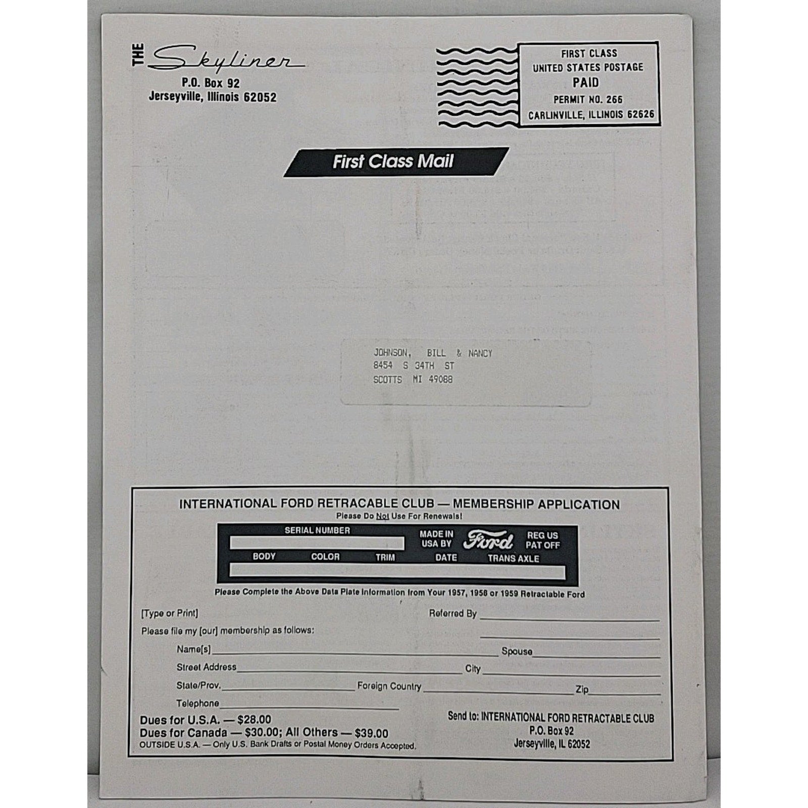 The Skyliner - International Retractable Club - October 1993 Number 148
