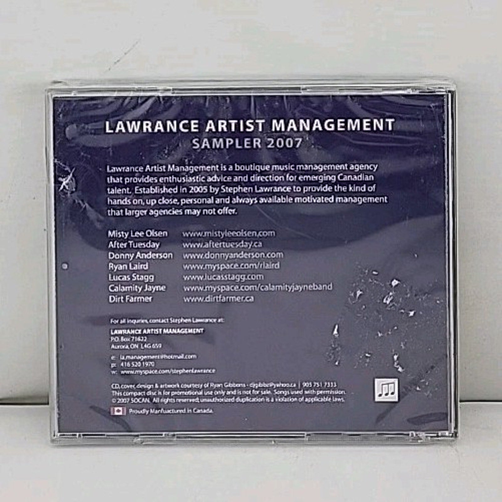 Lawrance Artist Management Sampler 2007 CD *Brand New*