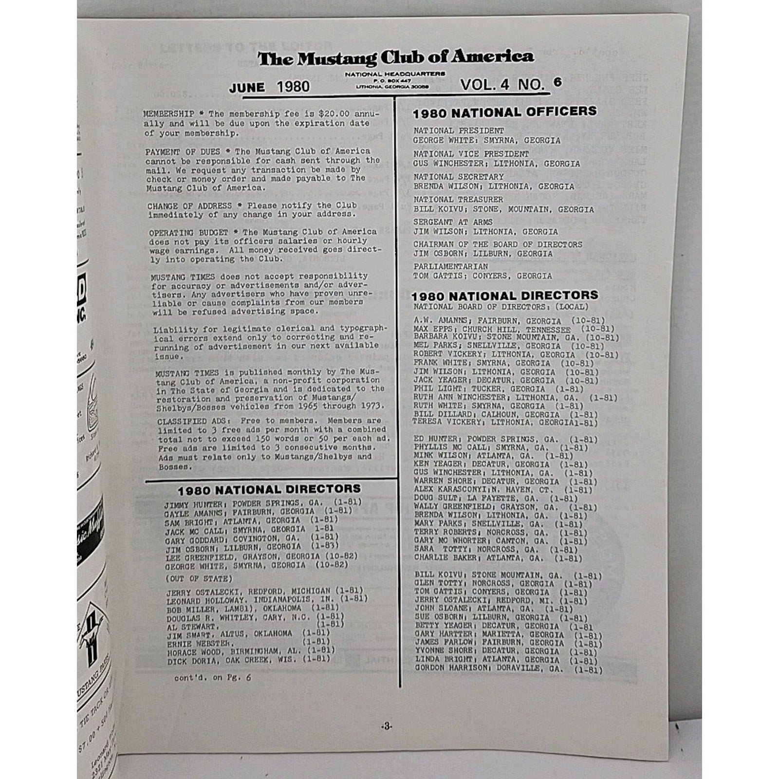 Mustang Times Magazine - Mustang Club Of America - June 1980 - Vol. 4 No. 6