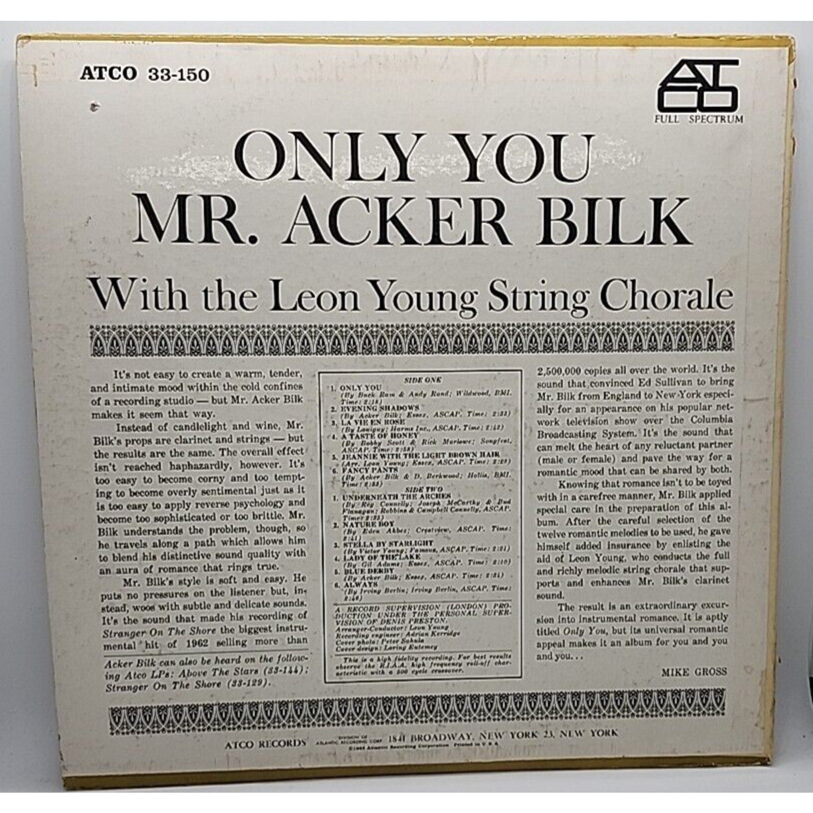 Mr Acker Bilk And Leon Young Only You (Record)