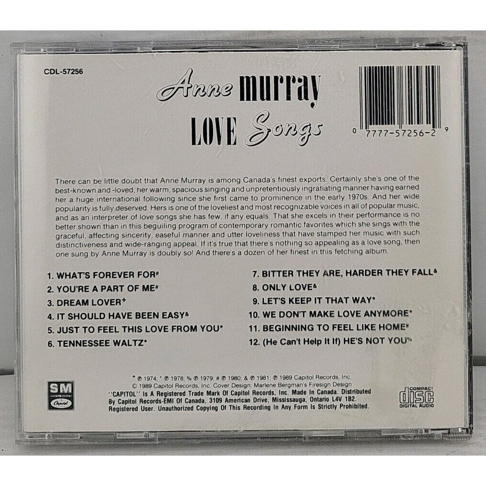 Love Songs by Anne Murray (CD, 1995)
