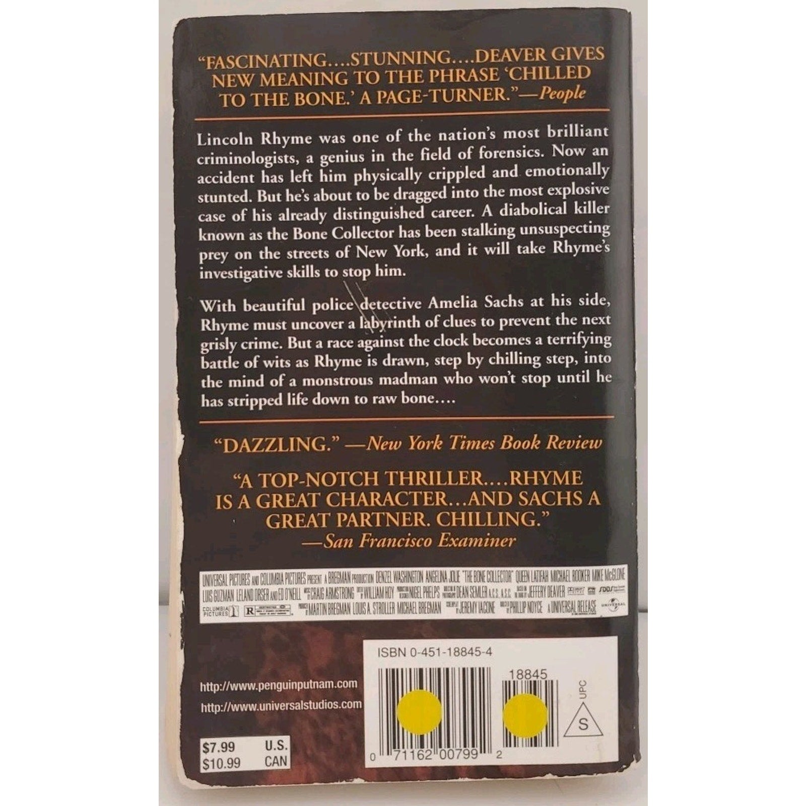 The Bone Collector Jeffery Deaver Crime Thriller Paperback