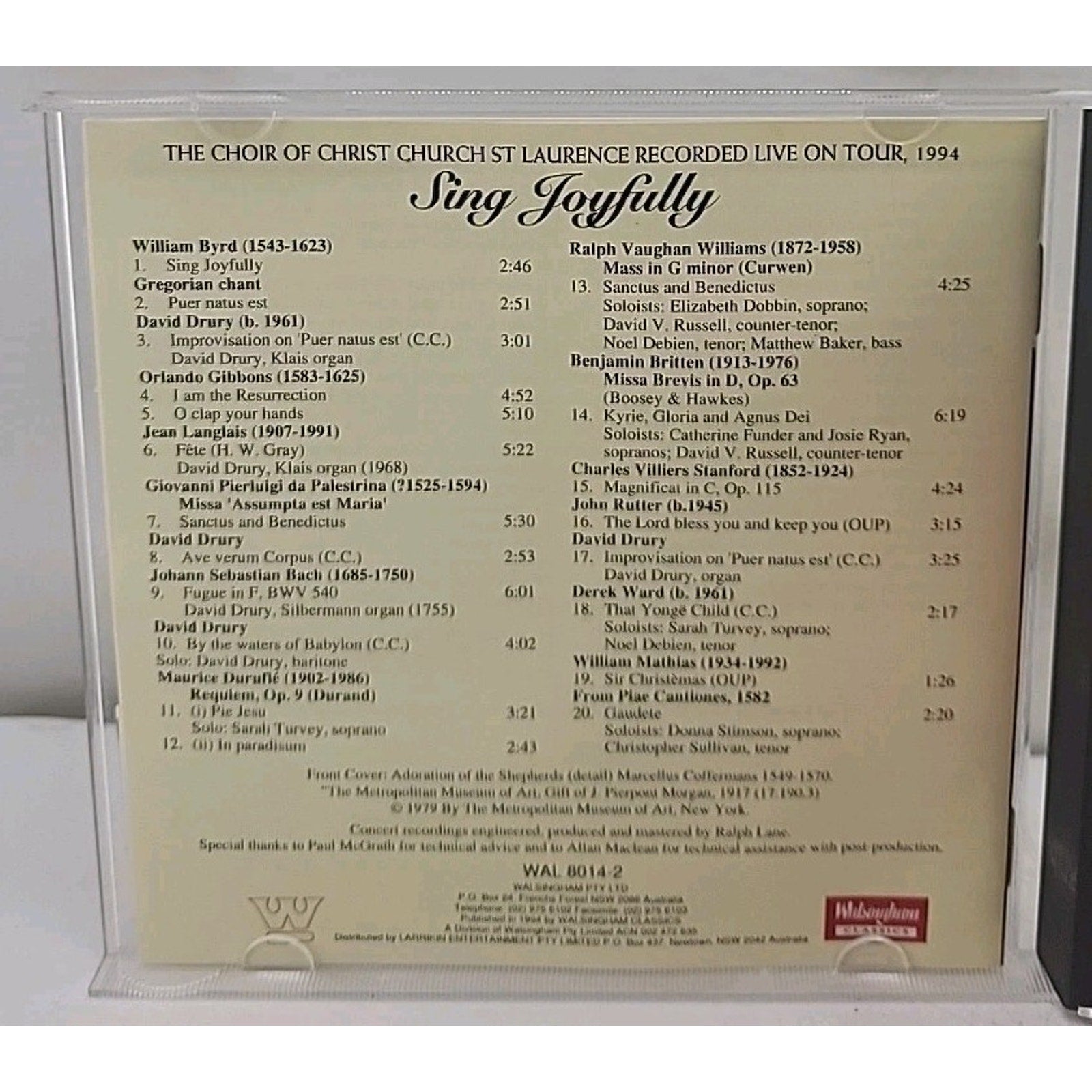 Sing Joyfully: The Choir Of Christ Church St Laurence CD