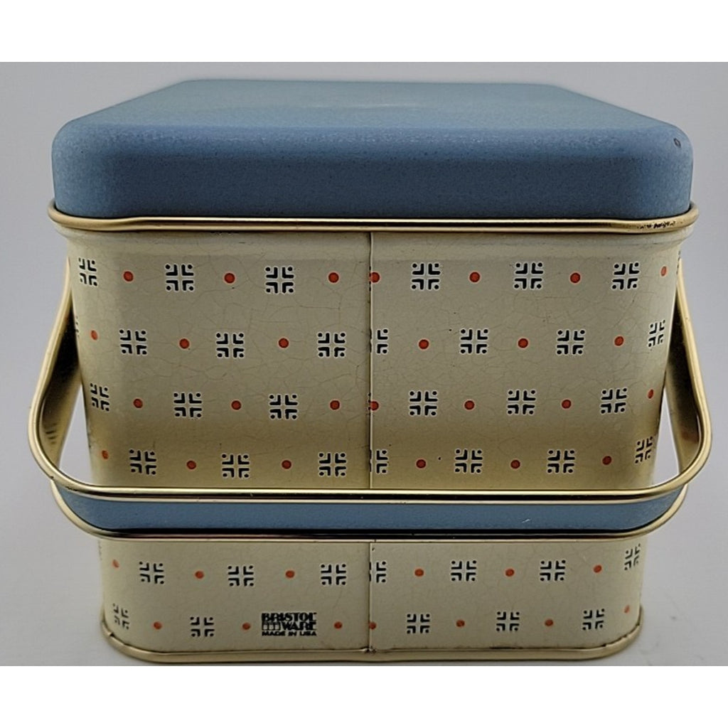 Vintage Tin Box with Lid Sheep Fairytale Blue Storage Container 6"x5"x4.5"