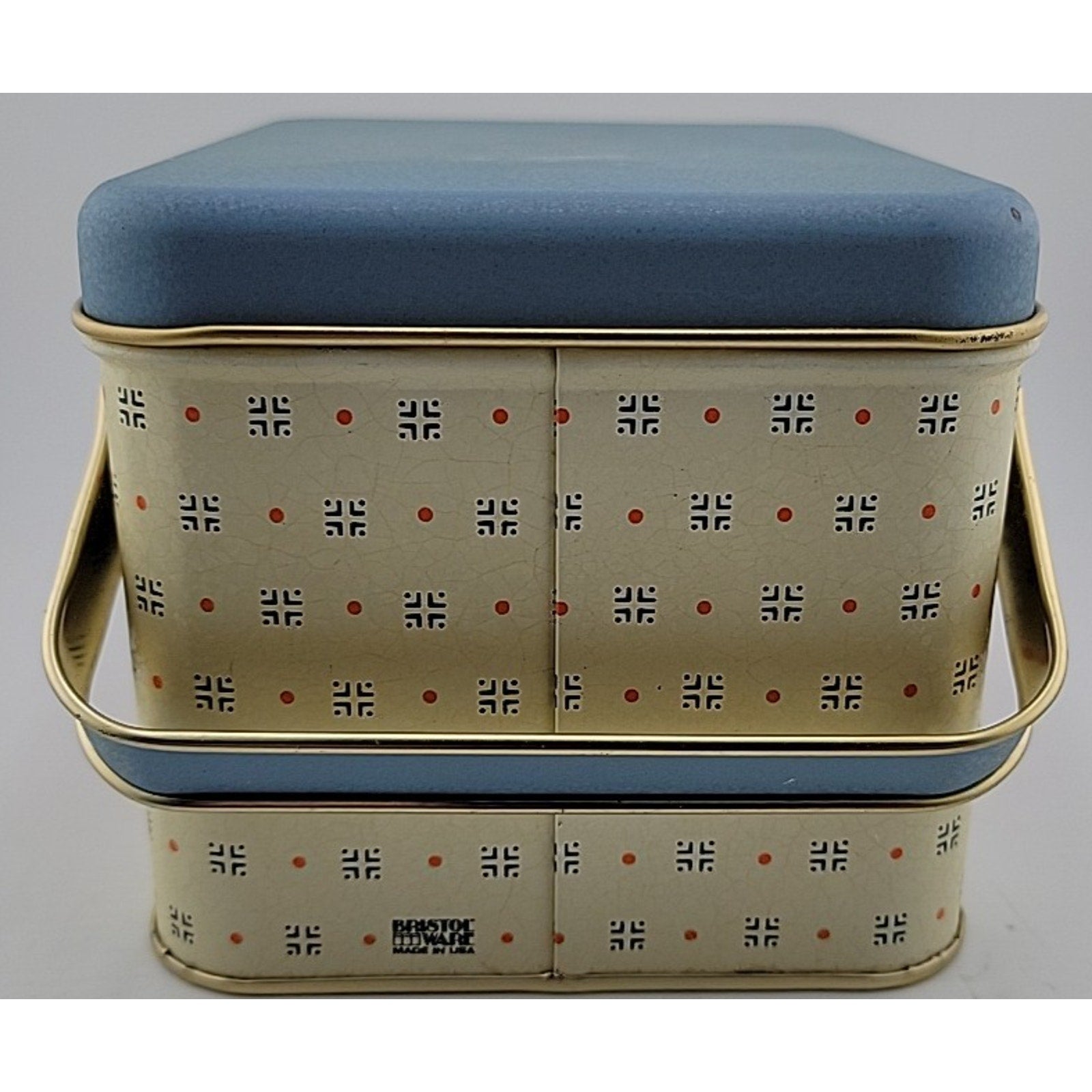Vintage Tin Box with Lid Sheep Fairytale Blue Storage Container 6"x5"x4.5"