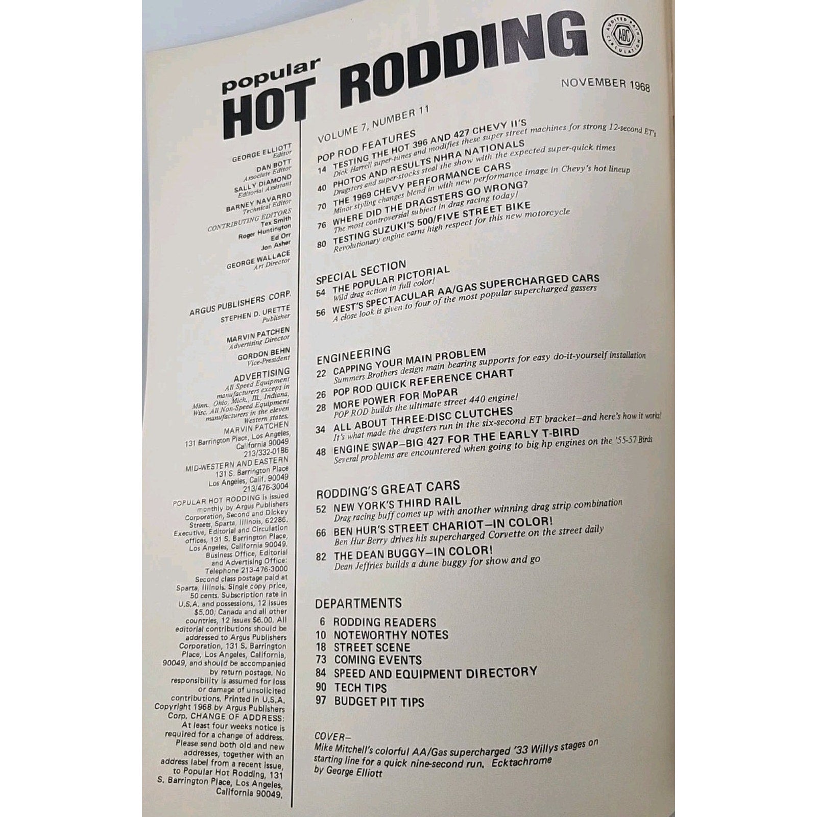 Popular Hot Rodding Magazine November 1968