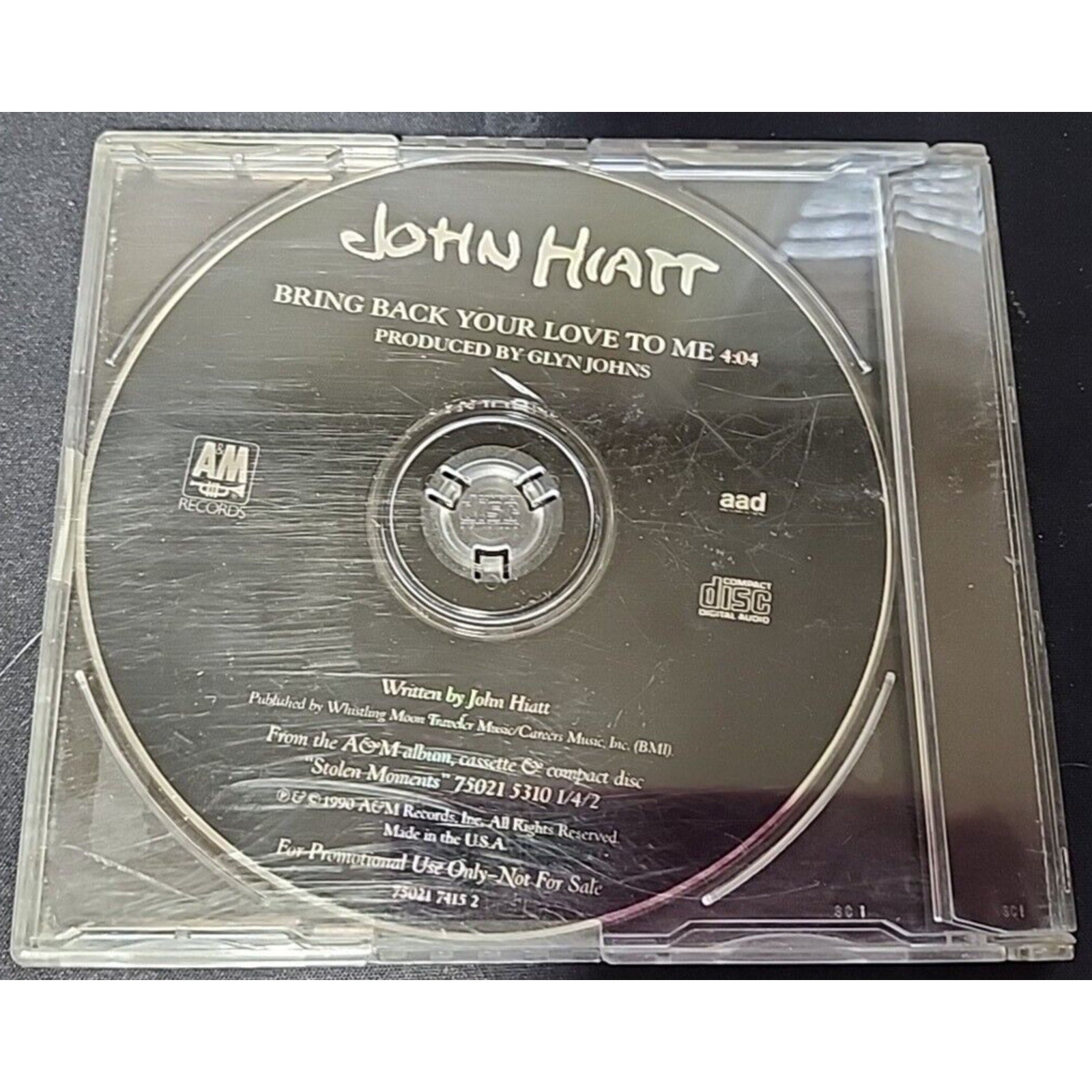 John Hiatt - Bring Back Your Love to Me RADIO PROMO DJ CD Single 1990