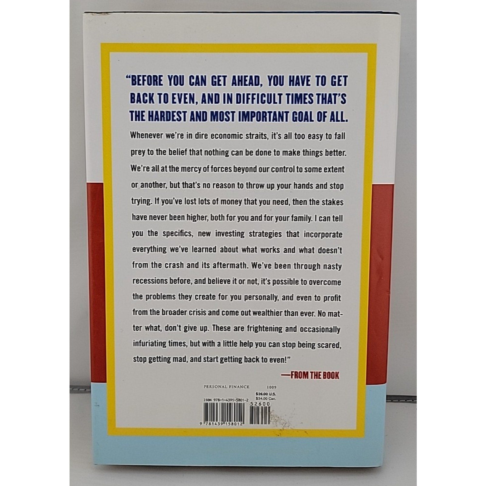 Jim Cramer's Getting Back to Even by James J. Cramer (2009, Hardcover)