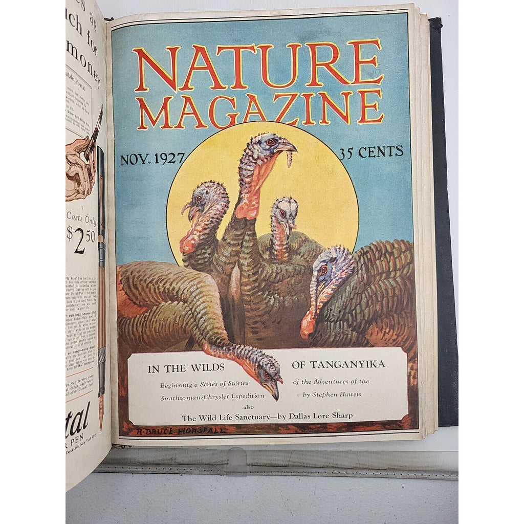 1927 Nature Magazine-12 Months In Embossed Green Leather Album Texas Issue.