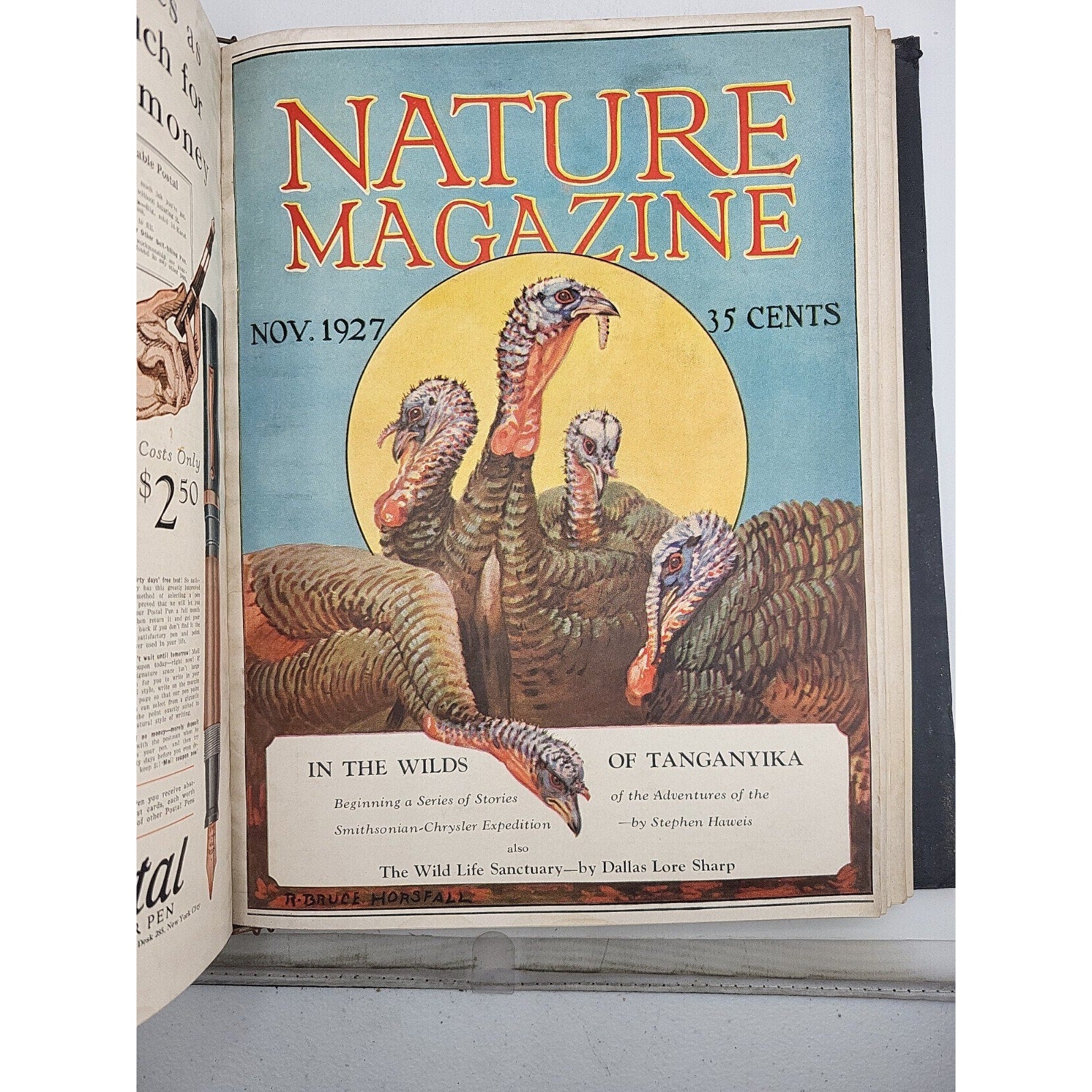 1927 Nature Magazine-12 Months In Embossed Green Leather Album Texas Issue.