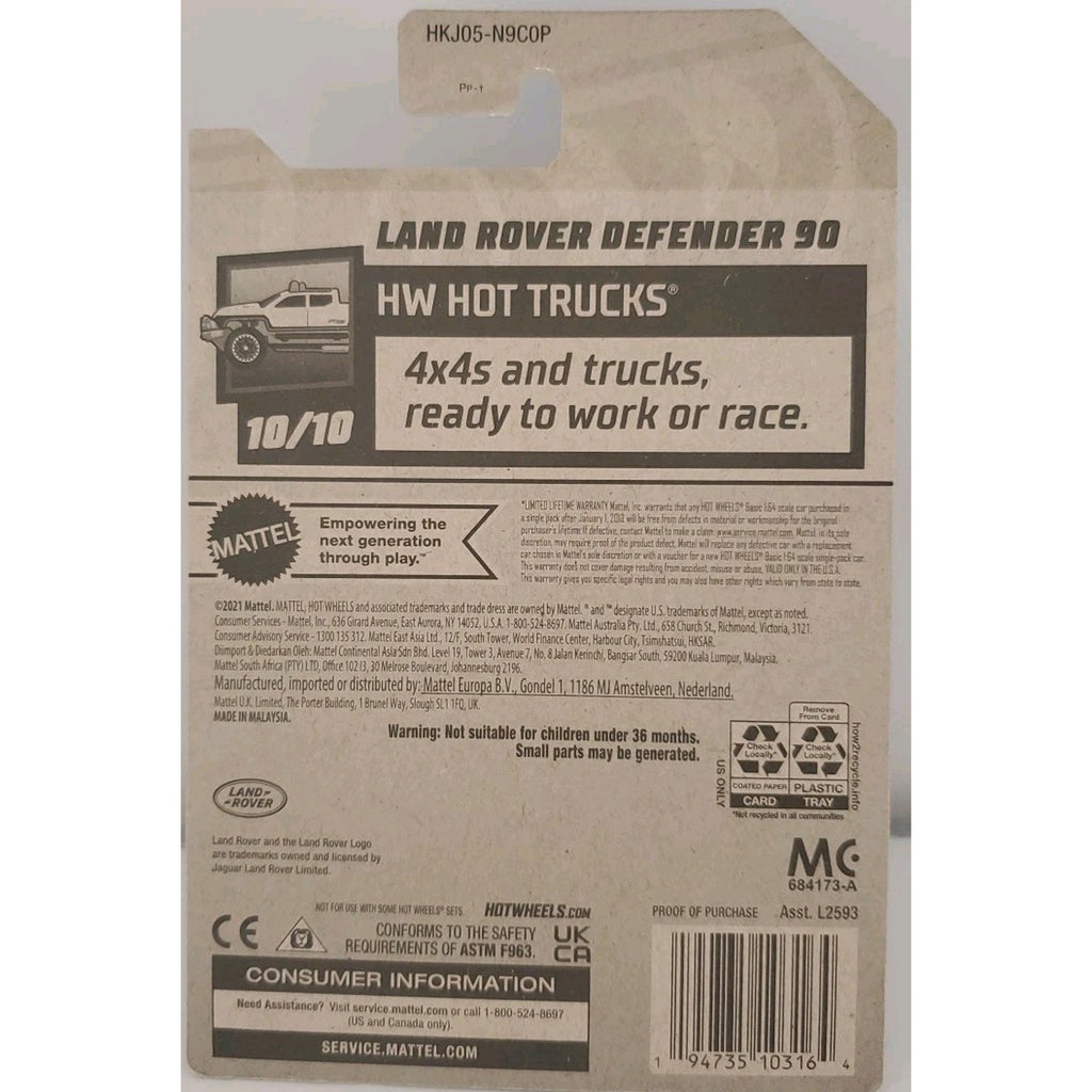 Hot Wheels Land Rover Defender 90 Metallic Charcoal 2023 HW Hot Trucks 10/10