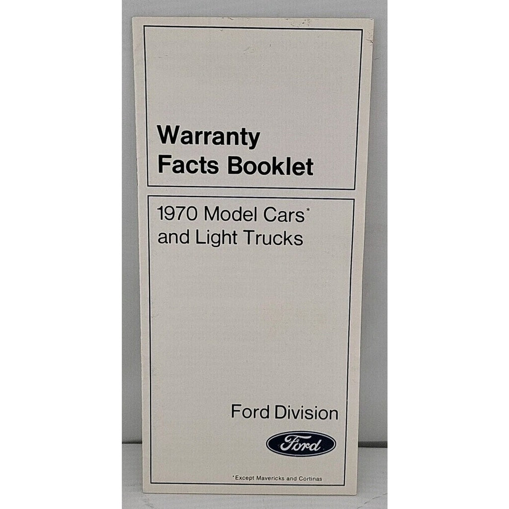 Warranty Facts Booklet 1970 Model Cars And Light Trucks