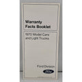 Warranty Facts Booklet 1970 Model Cars And Light Trucks