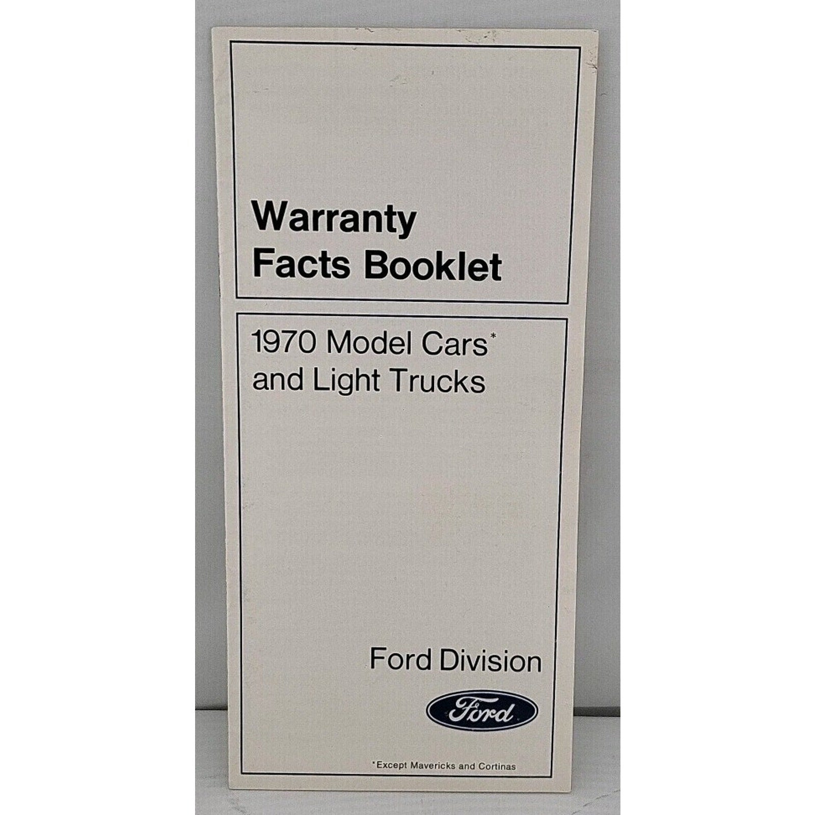 Warranty Facts Booklet 1970 Model Cars And Light Trucks