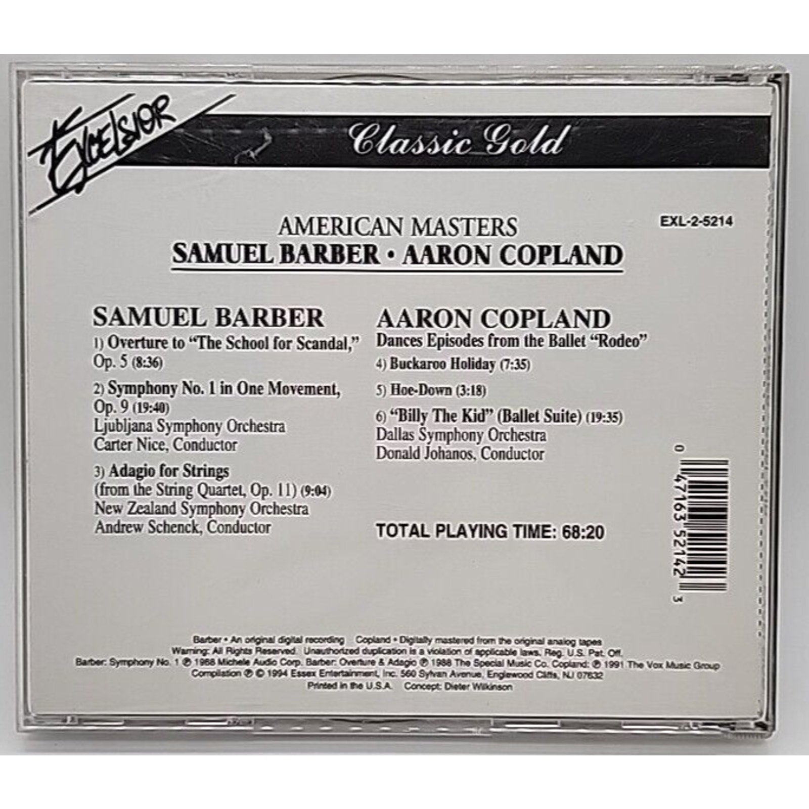 American Masters by Barber and Copland (CD)