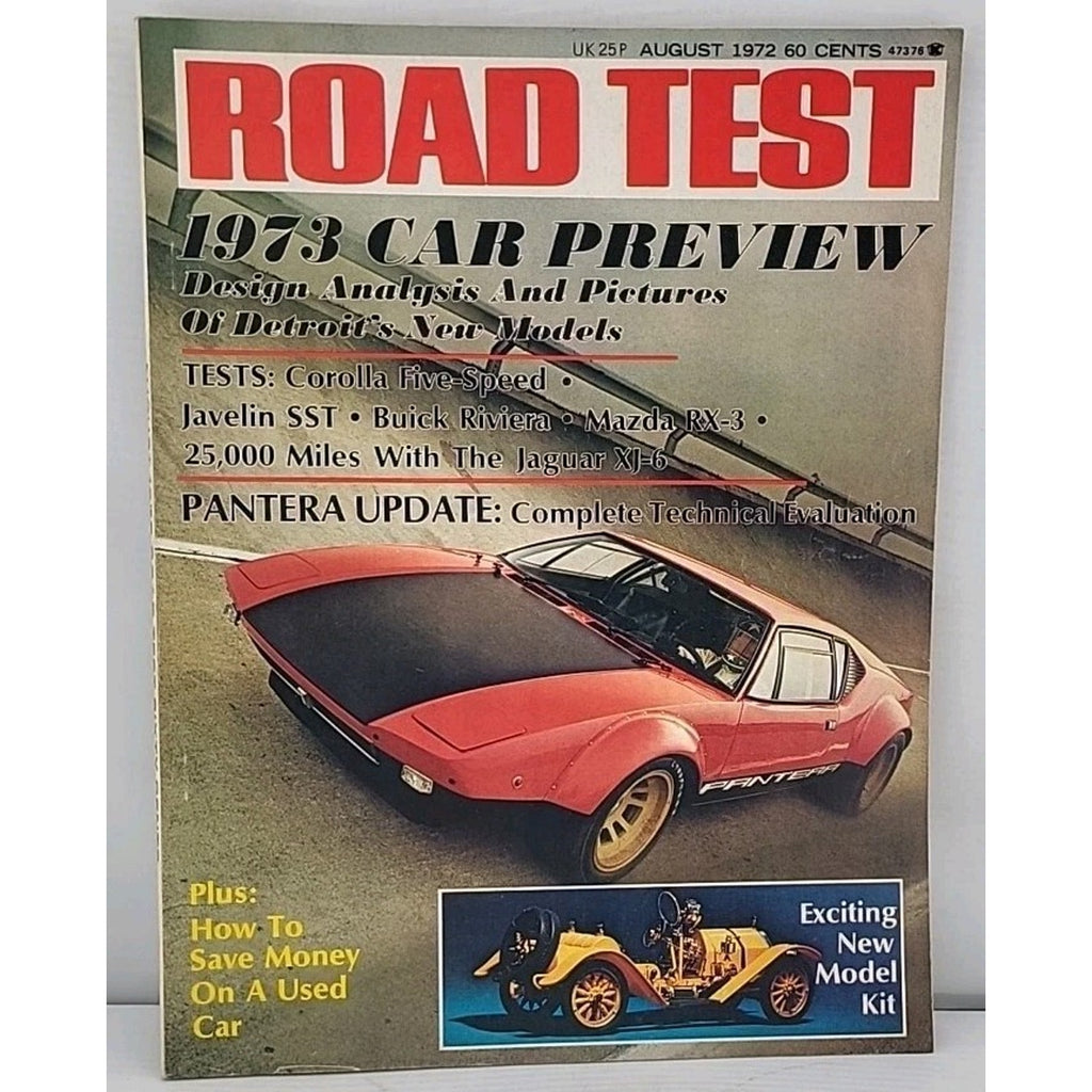 Road Test Magazine AUGUST 1972 Pantera Update, Corolla 5-Speed, Javelin SST