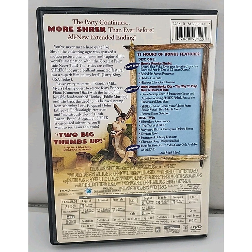 Shrek (DVD, 2001) Only Has Disc 1