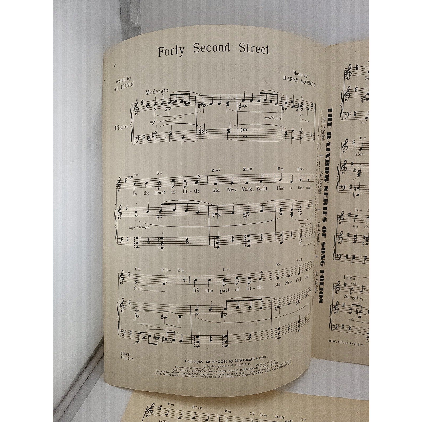 Al Dubin and Harry Warren FORTY-SECOND STREET Sheet Music 1932