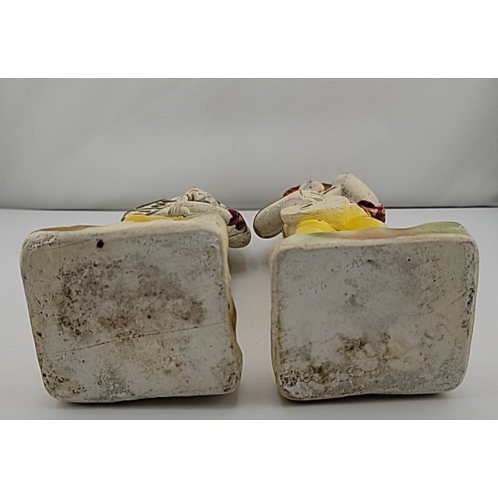 Pair of Vintage Japanese Asian Chalk Ware Chalkware Figures Figurines Musician