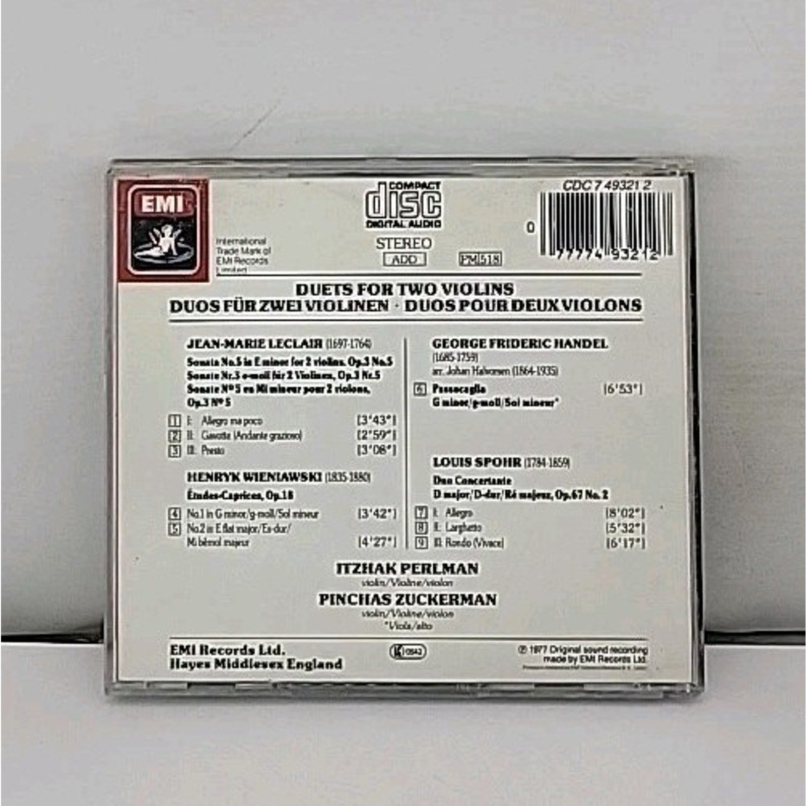 Duets for Two Violins; Itzhak by Zukerman, Pinchas; Perlman, Itzhak (CD, 2007)
