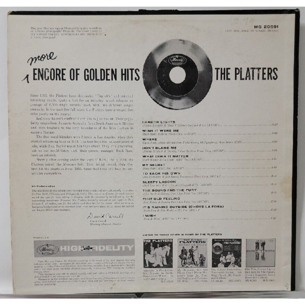 The Platters More Encore Of Golden Hits (Record)
