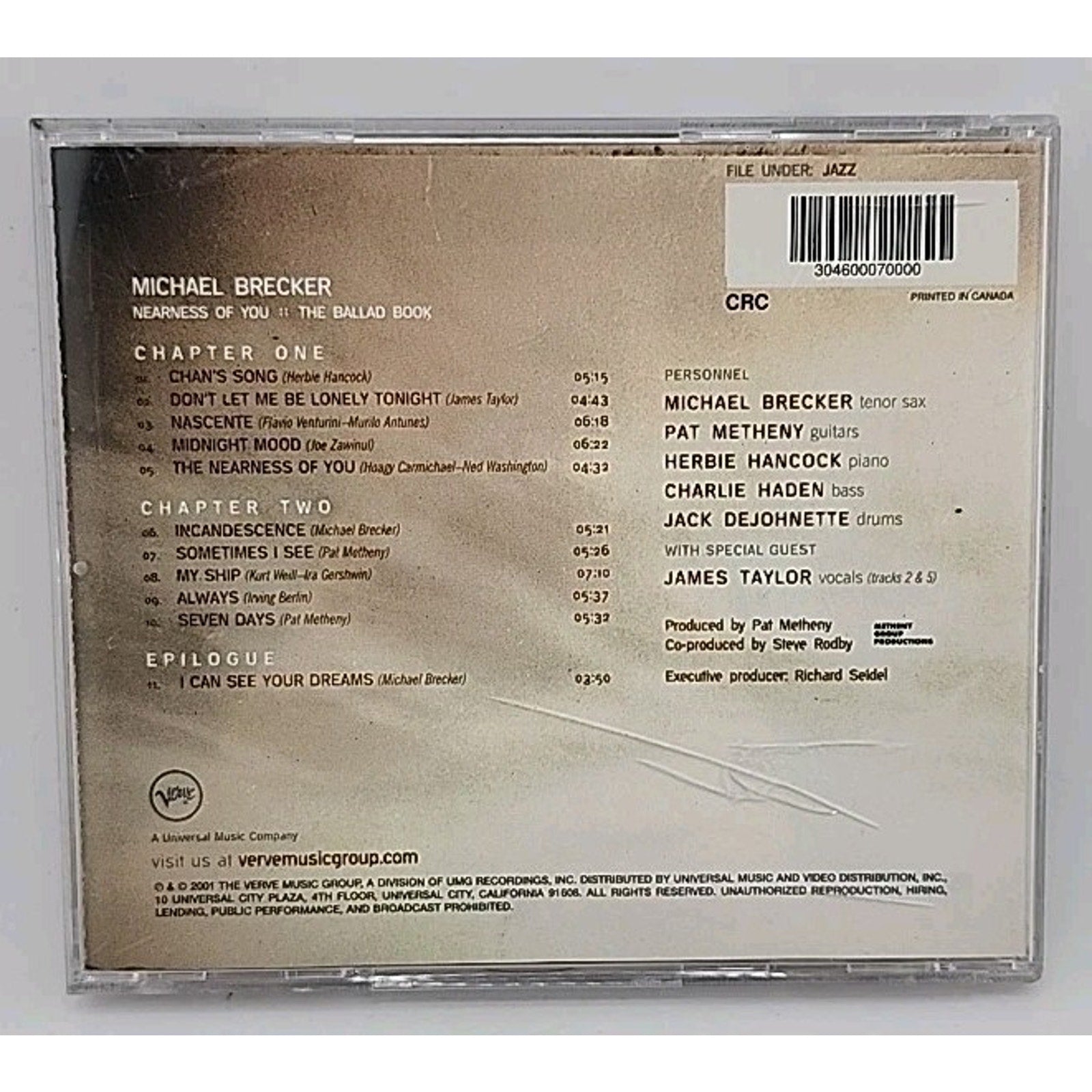 Nearness Of You The Ballad Book Michael Brecker CD 2001