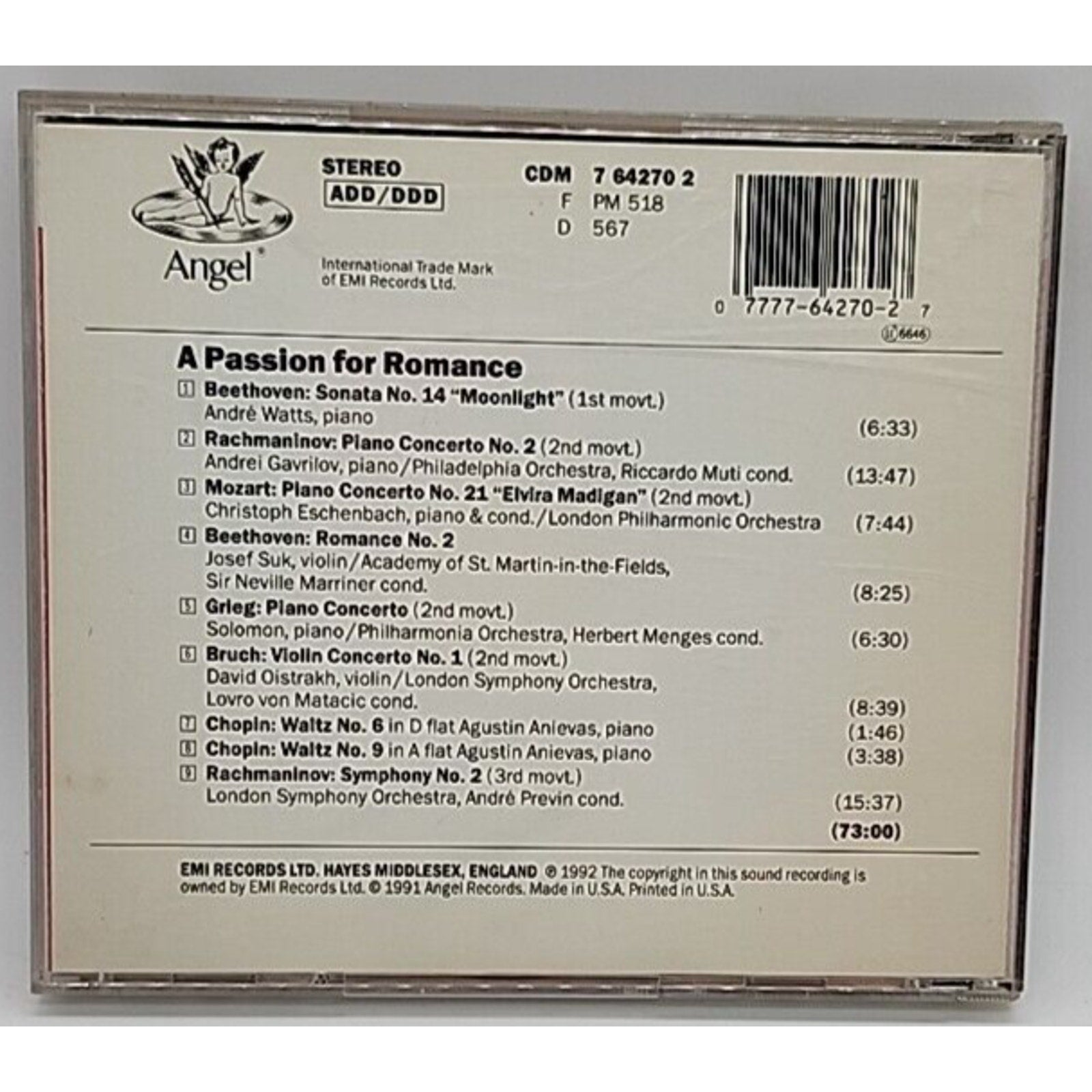 A Passion For Romance (CD, EMI Music Distribution)