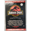 1994 Jurassic Park VHS Movie Poster Promo Video Store 25 1/2 X 38