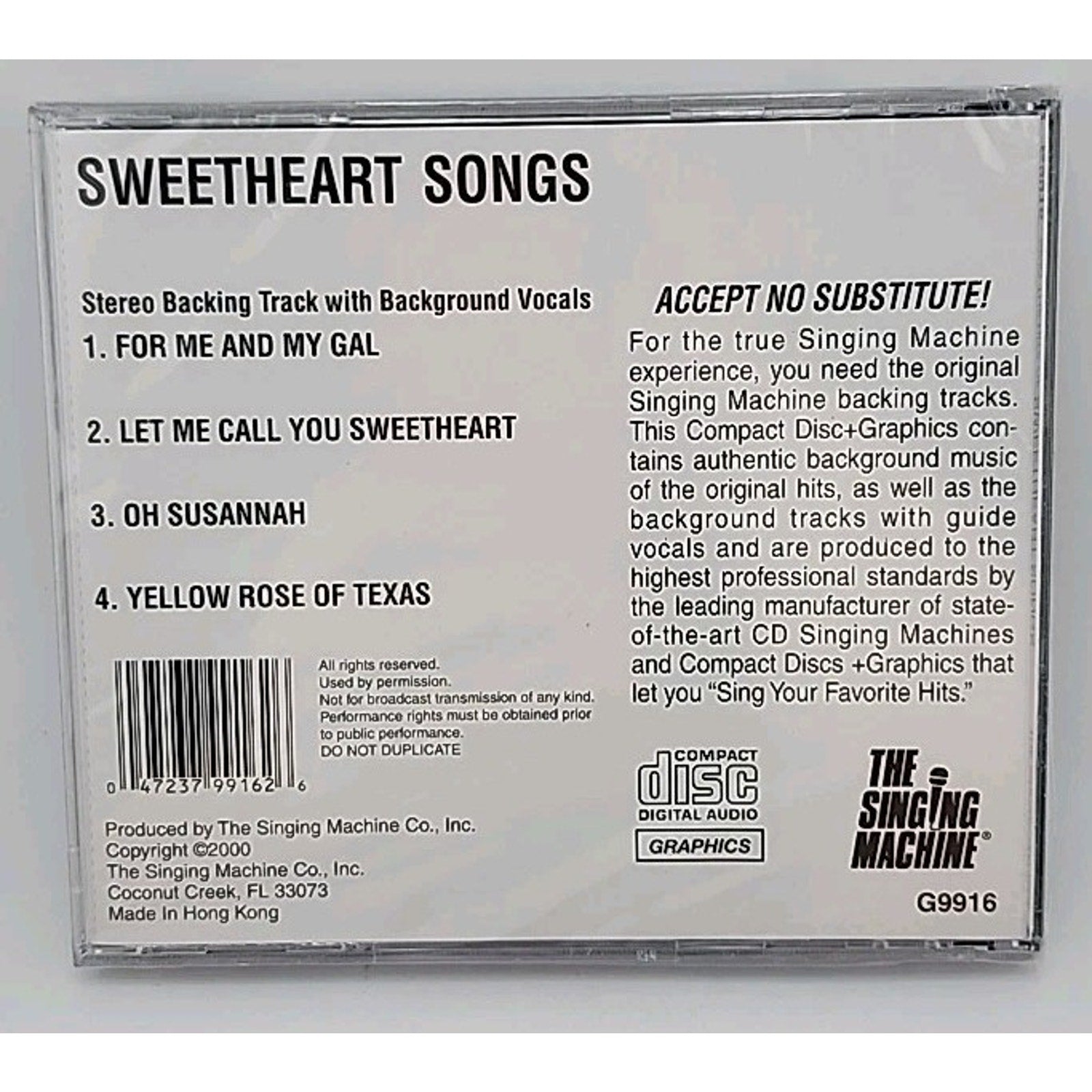 The Singing Machine Sweetheart Songs CD+G *Brand New*