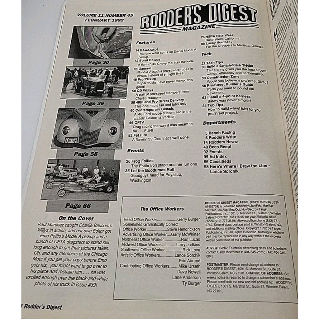 Rodder's Digest Magazine February 1992 Volume 11 Number 45
