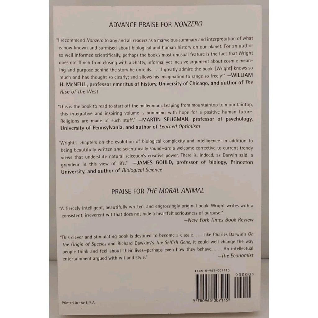 Nonzero: The Logic of Human Destiny - Paperback Wright, Robert