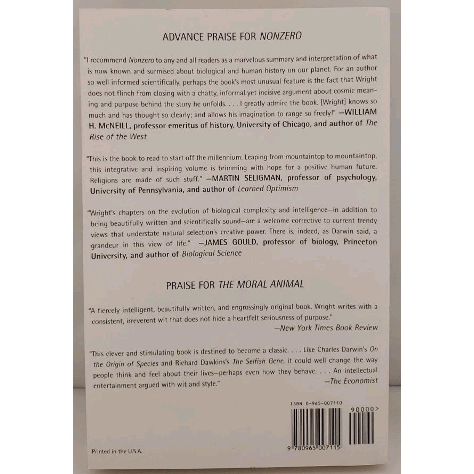 Nonzero: The Logic of Human Destiny - Paperback Wright, Robert