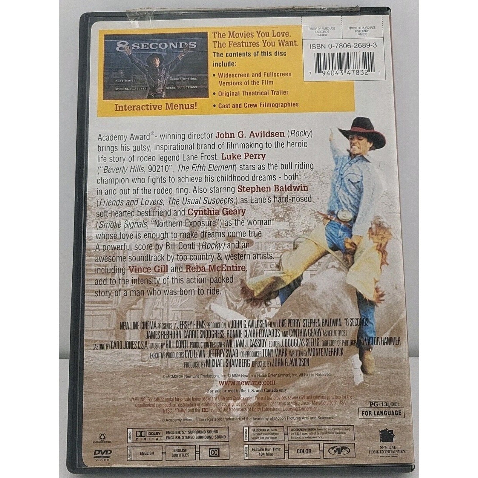 8 Seconds (DVD, 1994)