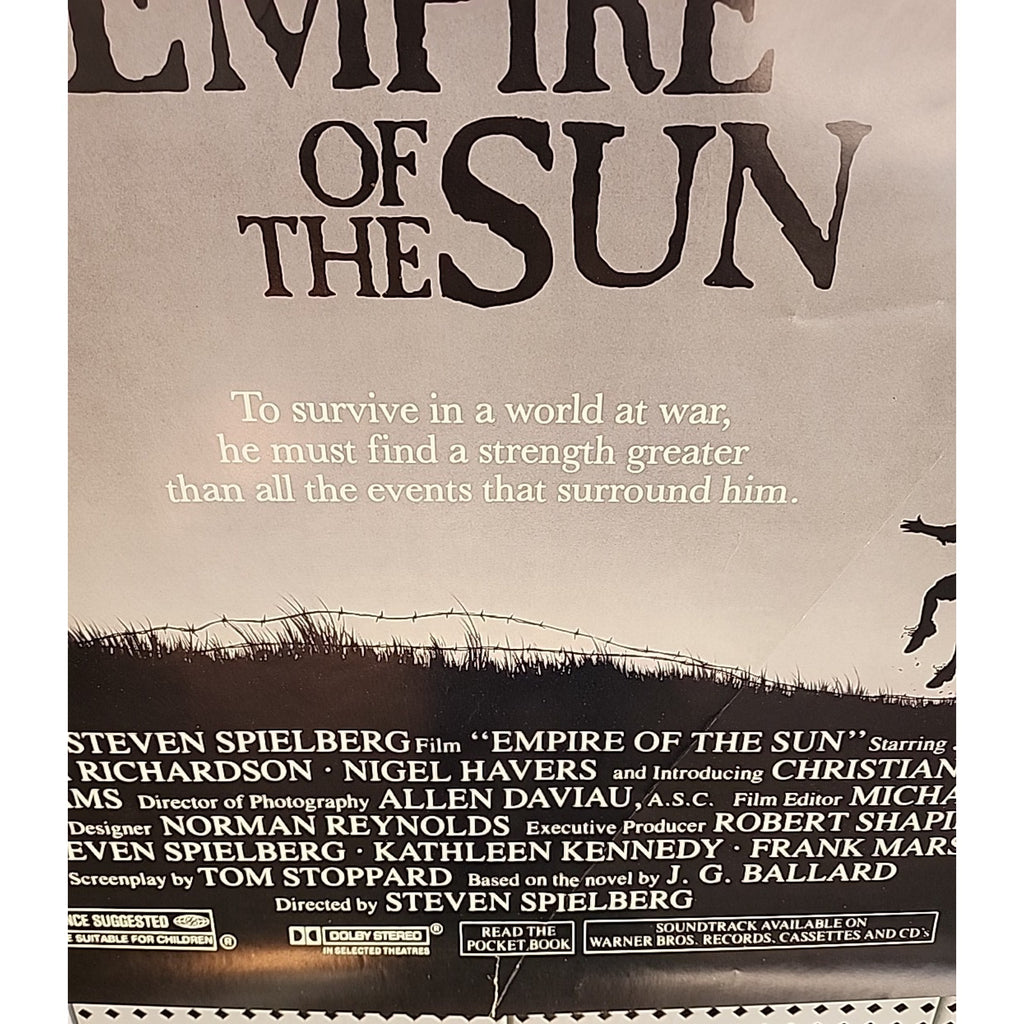 1987 Empire Of The Sun Movie Poster 27 x 40 ~ Steven Spielberg